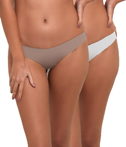 Kit 2 Calcinhas Corte à Laser Bonjour (KT3587) Camurça/Branco