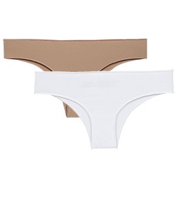 Kit 2 Calcinhas Biquíni Básicas Bonjour (KT3884) Camurça/Branco