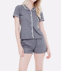Pijama Feminino Curto Americano Bella Notte (10011005) Preto
