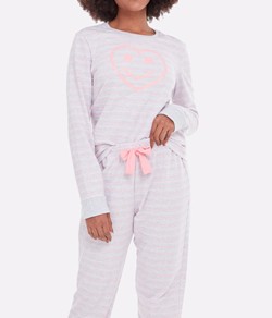 Pijama Feminino Longo Listras Felpado Bela Notte (10011013) Algodão