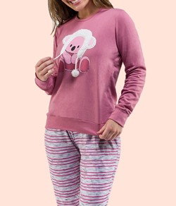 Pijama Feminino Longo Urso Pompom Bela Notte (1001545) Moletinho