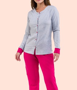 Pijama Feminino Aberto Listrado Bela Notte (1001585) Algod�o