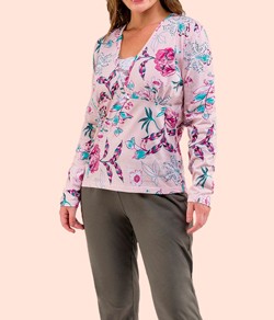 Pijama Feminino Longo Floral com Renda Bela Notte (1001592) 100% Algodão