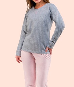 Pijama Feminino Longo Mescla Bela Notte (1001594) Algodão