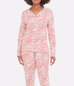 Pijama Feminino Longo Aberto Zebra Bela Notte (1001957) 100% algod�o