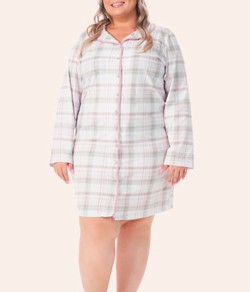 Camisola Aberta Xadrez Bela Notte (1201113) Plus Size - 100% Algodão