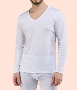 Camiseta Masculina Manga Longa Branca Bela Notte (201010) Ribana/Canelada