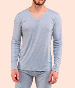 Camiseta Masculina Manga Longa Mescla Bela Notte (201010) Ribana/Canelada - Plus Size