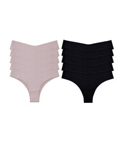 Kit Com 10 Calcinhas Tanga Corte à Laser Bruvi (1135) Chocolate/Preto