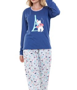 Pijama Feminino Longo Cachorro Cia Do Corpo (4679)