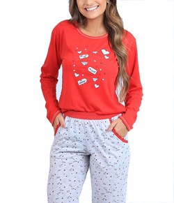 Pijama Feminino Longo com Bolso Cia Do Corpo (4698)