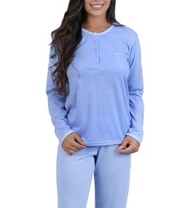 Pijama Feminino Longo Peitilho Abotoável Cia Do Corpo (4702)