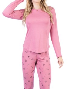 Pijama Feminino Longo Estampado Cia do Corpo (5092) Viscolycra
