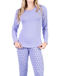 Pijama Feminino Longo Corações Cia do Corpo (5092) Viscolycra