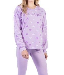 Pijama Feminino Longo Corações Cia do Corpo (5101)