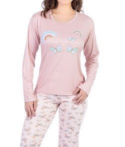 Pijama Feminino Longo Borboleta Cia do Corpo (5118)