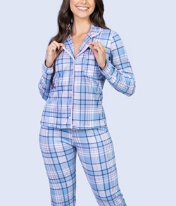 Pijama Feminino Americano Xadrez Cia do Corpo (5439) Azul