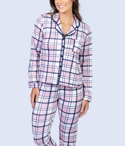 Pijama Feminino Americano Xadrez Cia do Corpo (5439) Rosa
