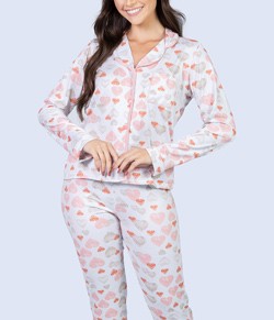Pijama Feminino Americano Coração Cia do Corpo (5441)