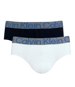 Kit 2 Cuecas Brief Cotton/Algodão Calvin Klein (C11.03) Branco/Marinho