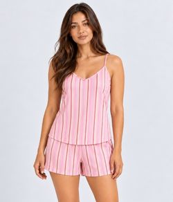 Pijama Curto Feminino Listrado Caminho Dos Sonhos (5079)
