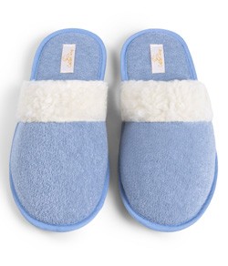 Pantufa Chinelo Liso em Plush Cotton Day ( 15008) Azul