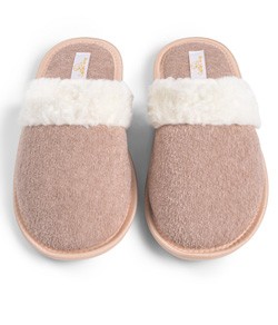 Pantufa Chinelo Liso em Plush Cotton Day ( 15008) Marrom
