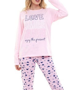Pijama Longo Love Doce Luar Moletinho (10872) Rosa