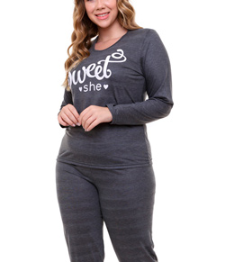 Pijama Feminino Longo Sweet Doce Luar (5221) Plus Size