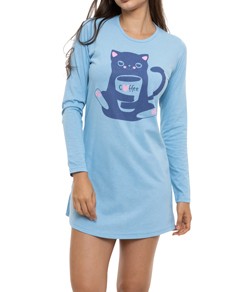 Camisola Curta Cat Coffee Doce Luar (5611) 100% Algodão