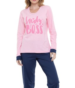 Pijama Feminino Longo Lady Boss Doce Luar (5612) 100% Algod�o