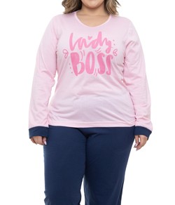 Pijama Feminino Longo Lady Boss Doce Luar (5612N) 100% Algodão - Plus Size