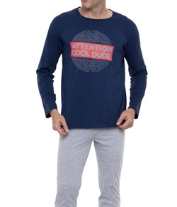 Pijama Masculino Longo Attention Doce Luar (5629) Marinho