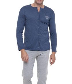 Pijama Masculino Longo Doce Luar (5631) Mescla Marinho