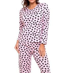 Pijama Feminino Longo Corações Doce Luar (5900) Viscolycra
