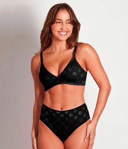 Conjunto Lingerie Sustentação Duloren Summer Flower (121771/129771) Preto