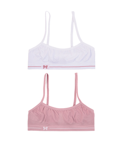 Kit Infantil 2 Tops Sem Costura DelRio (4004) Rosa/Branco