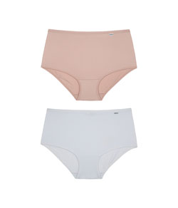 Kit 2 Calcinhas Clássica Altas Microfibra DelRio (50027) Romance/Branco