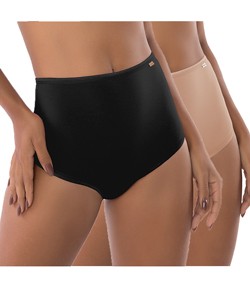 Kit 2 Calcinhas Clássicas Modal DelRio (503121) Mousse/Preto