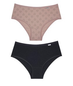 Kit 2 Calcinhas Altas DelRio (50368) Romance Estampado/Preto