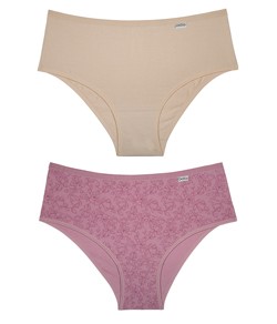 Kit 2 Calcinhas Altas DelRio (50368) Areia/Make Estampado