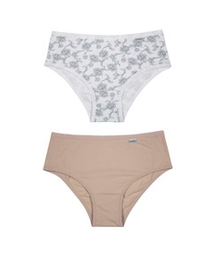 Kit 2 Calcinhas Altas DelRio (50368) Floral/Mousse