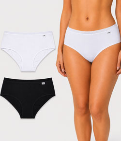 Kit 2 Calcinhas Clássicas Cotton/Algodão DelRio (50609) Branco/Preto