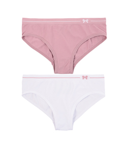 Kit Infantil 2 Calcinhas Sem Costura DelRio (5104) Rosa/Branco