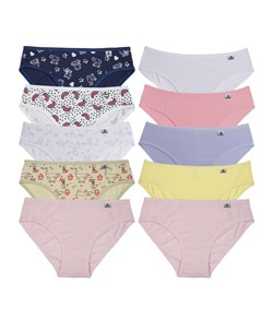 Kit Infantil 10 Calcinhas Miss DelRio (512222) Cotton/Algodão