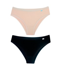 Kit 2 Calcinhas Biquíni Modal DelRio (513021) Areia/Preto