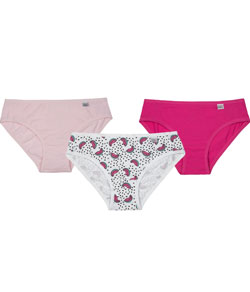 Kit Infantil 3 Calcinhas Cotton/Algodão DelRio (51309) Branco Melancia/Algodão Doce/Pink