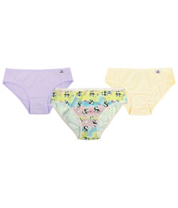 Kit Infantil 3 Calcinhas Cotton/Algodão DelRio (51309) Panda Colorido/Lilás/Vanilla