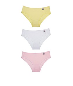 Kit Infantil 3 Calcinhas Miss DelRio (51354) Algodão Doce/Branco/Vanila