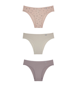 Kit 3 Calcinhas DelRio (51364) Estampado/Areia/Make